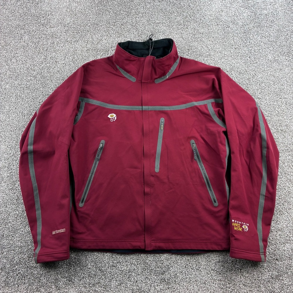 Mountain Hardwear Conduit Softshell Jacket Mens L Maroon Gray Full Zip Outdoor